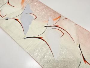 アンティーク　群鶴に若松模様織り出し袋帯（材料）